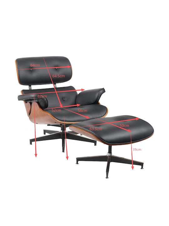 Relax Armchair with Footstool Black/Brown 82x92x78cm