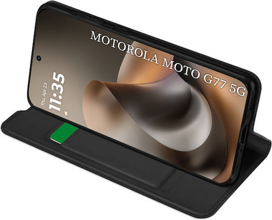 Techsuit Magskin Book Silikon / Synthetisches Leder Schwarz (Motorola Moto G77 / G67)