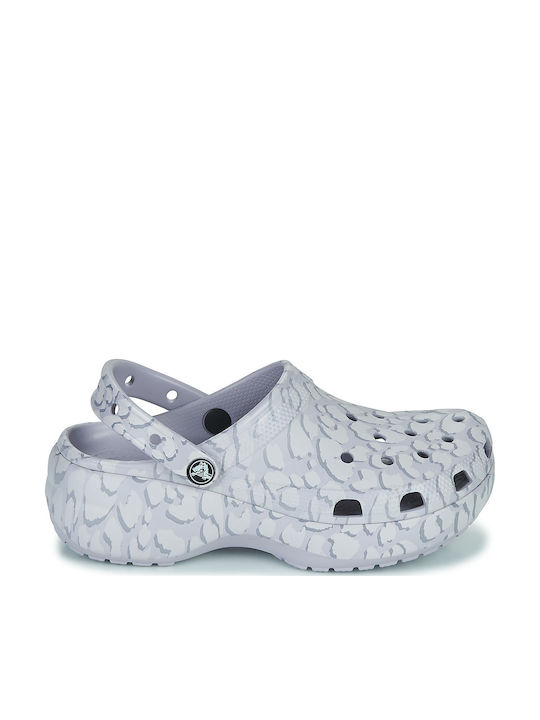 Crocs Classic Platform Clog Damen Holzschuhe Grau