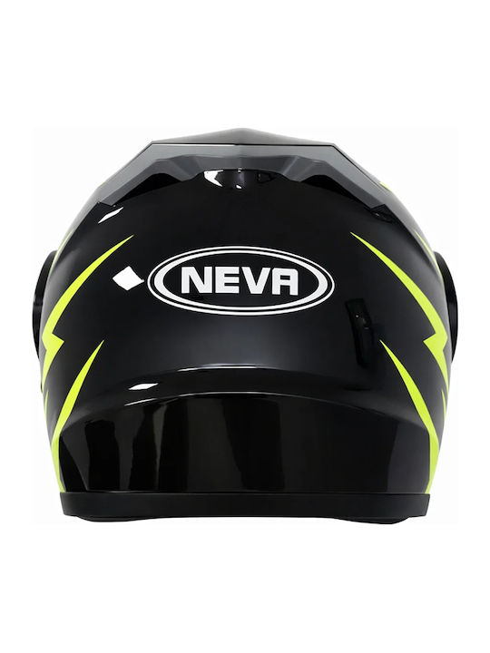FIXATO Neva Black/Green Motorcycle Helmet Flip-Up ECE 22.06 with Sun Visor