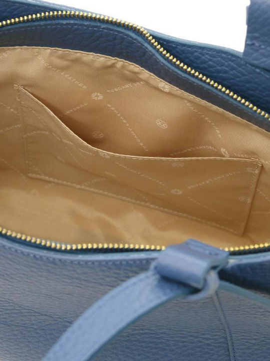 Δερμάτινη Γυναικεία Shopper Τσάντα Μπλε