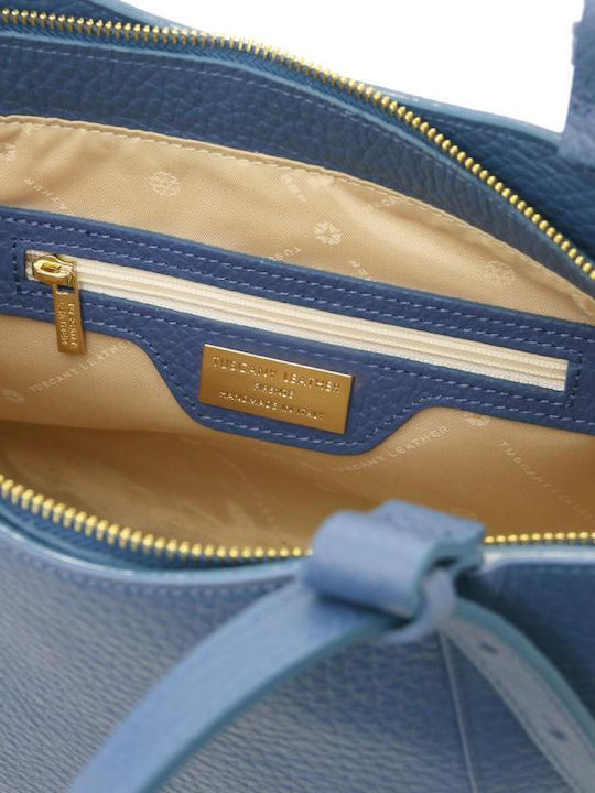 Δερμάτινη Γυναικεία Shopper Τσάντα Μπλε