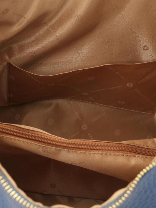 Leather Women's Shopper Bag Blue