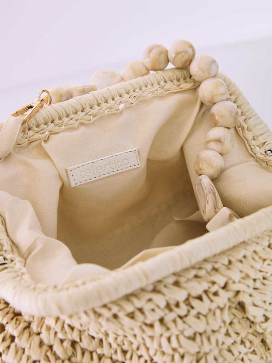 Celestino Γυναικεία Τσάντα Clutch Ψάθινη Μπεζ