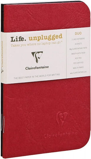 Clairefontaine Σετ 2 Σημειωματάρια A7 24 Φύλλων Ριγέ Μπλε BLUE BLACK