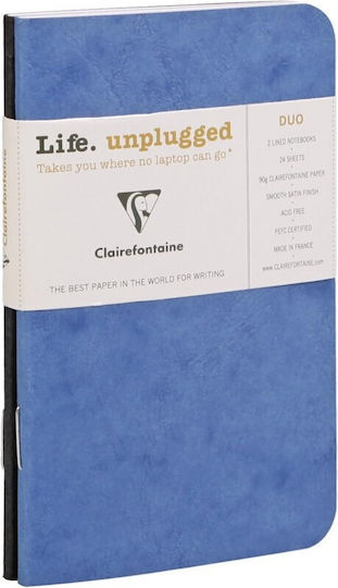 Clairefontaine Σετ 2 Σημειωματάρια A7 24 Φύλλων Ριγέ Γκρι GREY BLACK