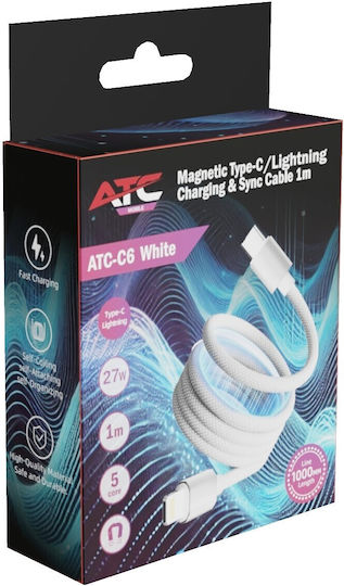 ATC Magnetisches USB-C zu Blitzkabel 27W Weiß 1m 20.003.0010