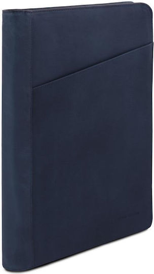 Leather Document Briefcase Tiberio Dark Blue
