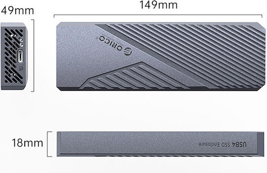 Orico Кутия за Твърд Диск M.2 SATA III NVMe с USB 3.2 Type-C Връзка в Сив Цвят