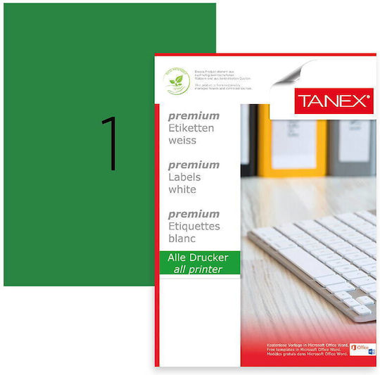 Tanex Самозалепващи се етикети А4 Правоъгълни 210x297mm