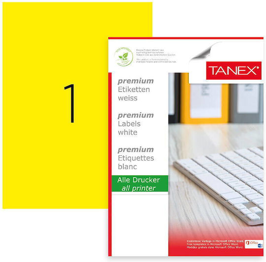 Tanex Самозалепващи се Етикети А4 Правоъгълни 210x297mm