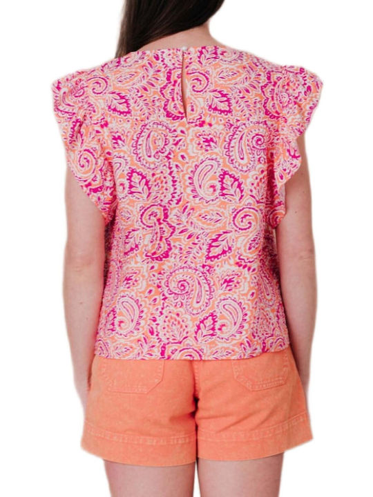 C'est Beau La Vie Women's Blouse with V-Neck Fuchsia