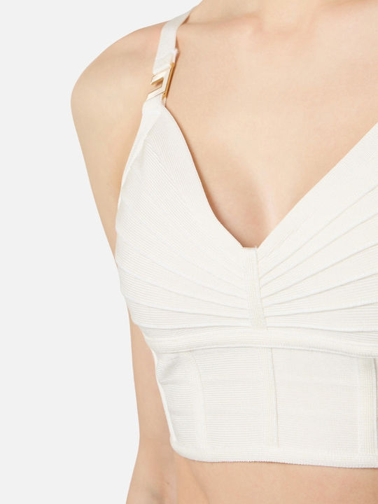 Damen Crop Top mit Reißverschluss Weiß
