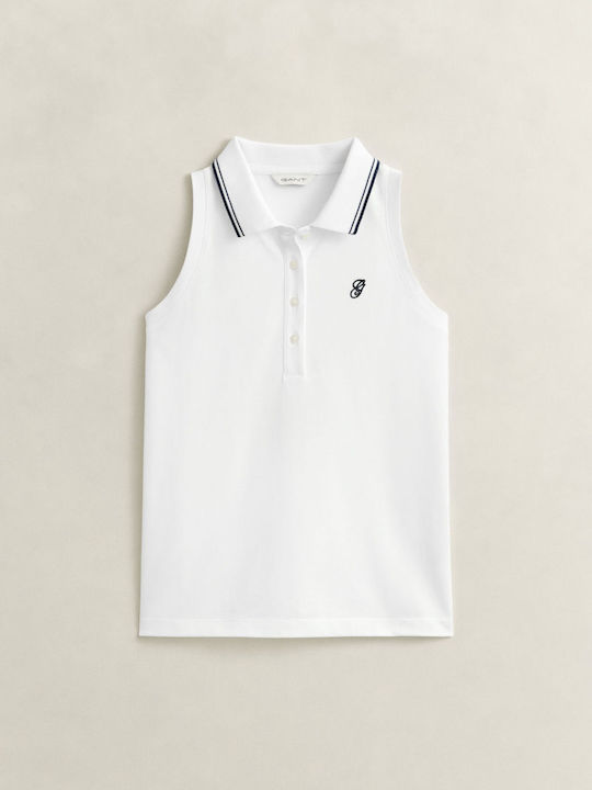 Gant Bluză Damă Polo Fără Mâneci Cu Dungi Alb