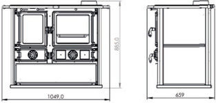 Thermozoff Χαλύβδινη Ξυλόσομπα με Φούρνο 8.86kW Μπορντό