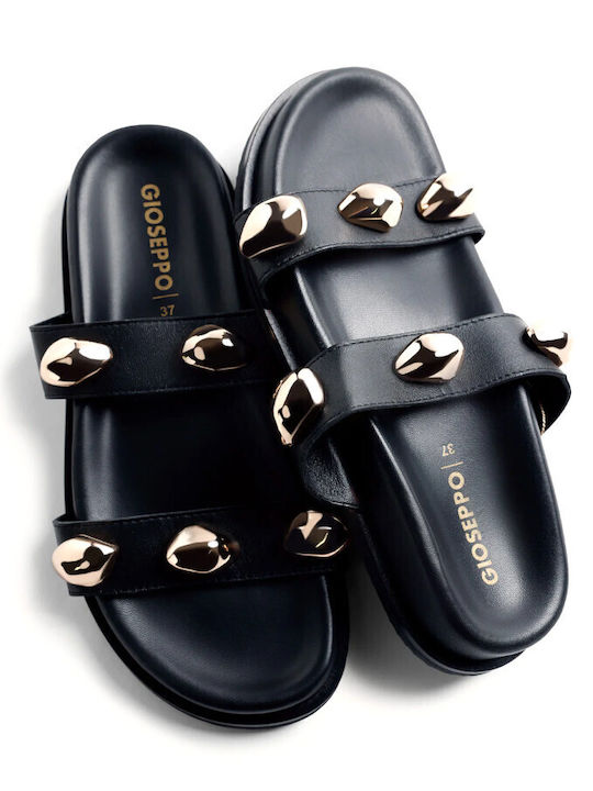 Leather Women's Flat Sandals Black