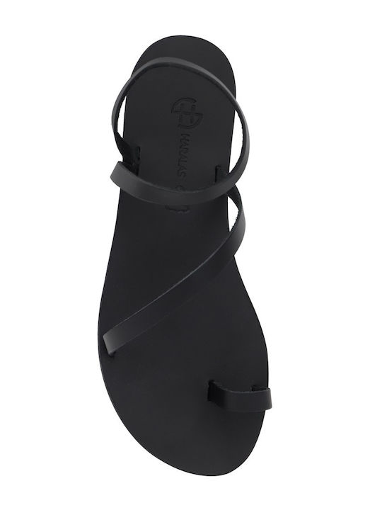 Leather Women's Flat Sandals Black