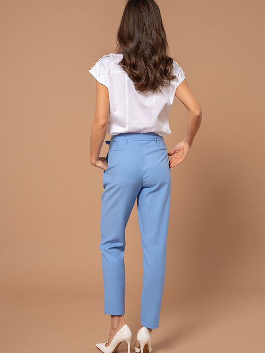 Ilaria Pantaloni Dama Înaltă Din Țesătură Cu Fit Relaxed Albastru