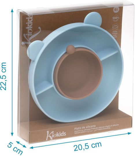 Kiokids Toddler Silicone Food Plate Light Blue 2 Pieces