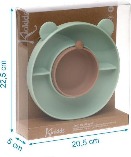 Kiokids Παιδικό Πιάτο Φαγητού από Σιλικόνη Πράσινο 2τμχ