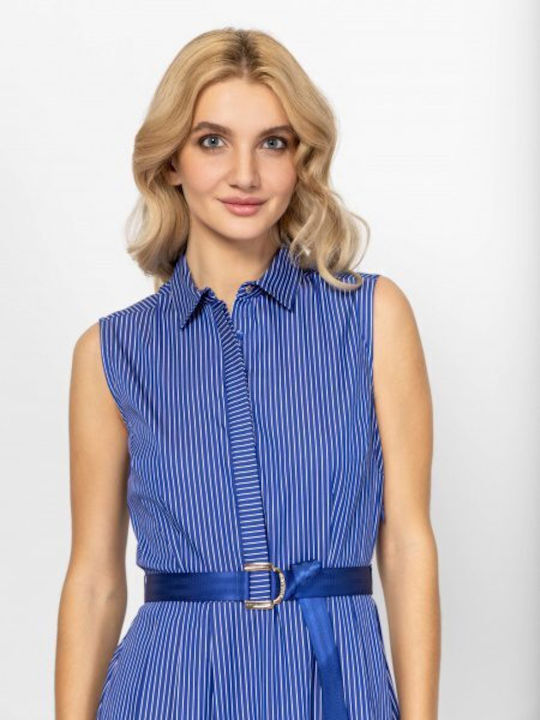 Summer Midi Shirt Dress Royal