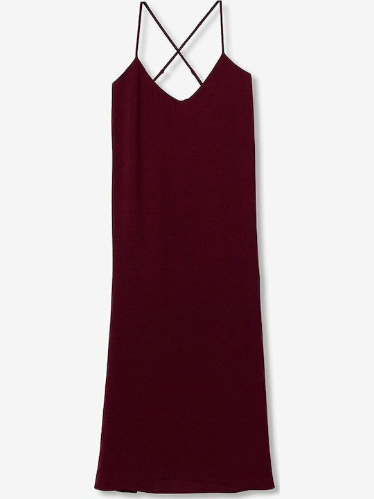 Summer Maxi Dress with Tearing Burgundy