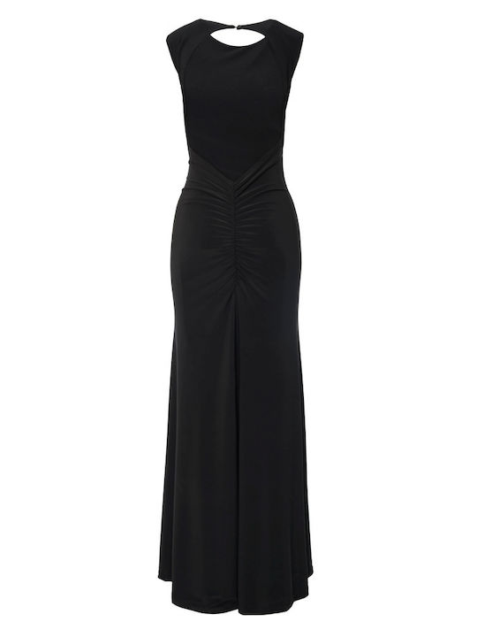 Summer Maxi Evening Dress Open Back Black