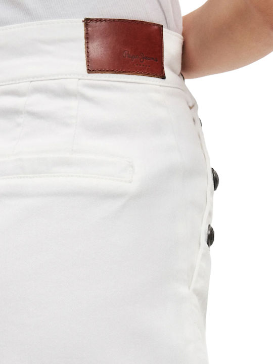 High Rise Women's Jean Pants In Wide Leg Style White