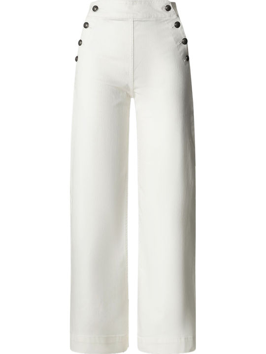 High Rise Women's Jean Pants In Wide Leg Style White