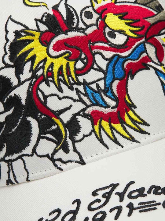 Ed Hardy Καπέλα 1971 Dragon Roses 5 Panel Trucker Cap White-ed5935-white