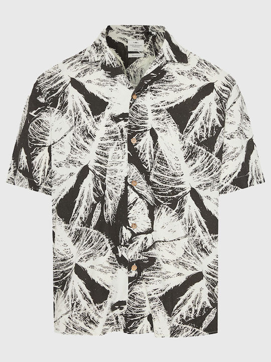 Short Sleeve Linen Shirt Off White Multi