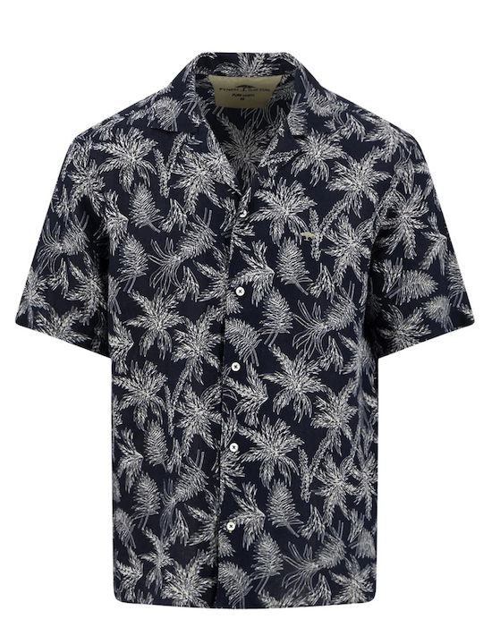 Short Sleeve Linen Shirt Navy