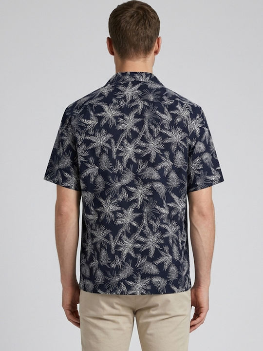 Short Sleeve Linen Shirt Navy