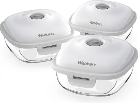 Webber Set Kunststoff Mittagsboxen Transparent 3 Stück