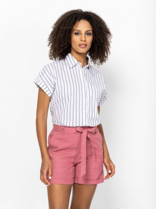 Heavy Tools Short Sleeve Women's Shirt White Striped