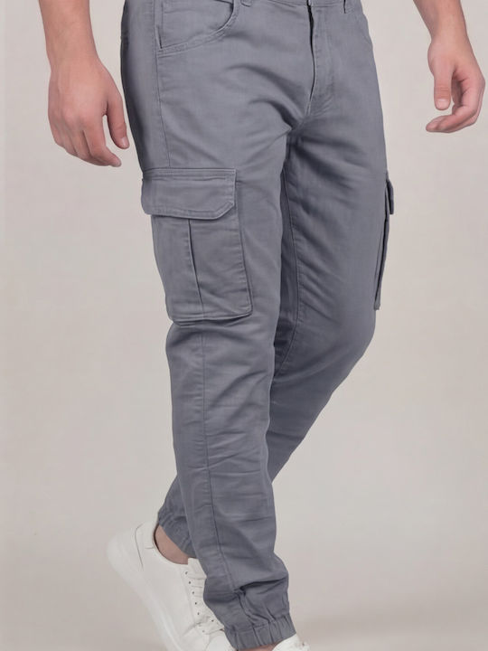Cargo Elastic Trousers in Regular Fit Gray