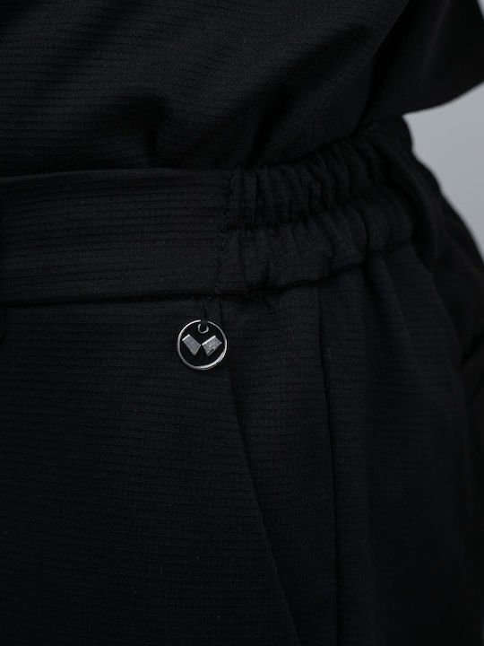 Elastic Trousers in Slim Fit Black