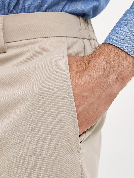 Elastic Beige Men's Trousers