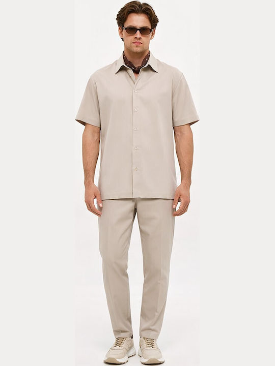 Elastic Beige Men's Trousers
