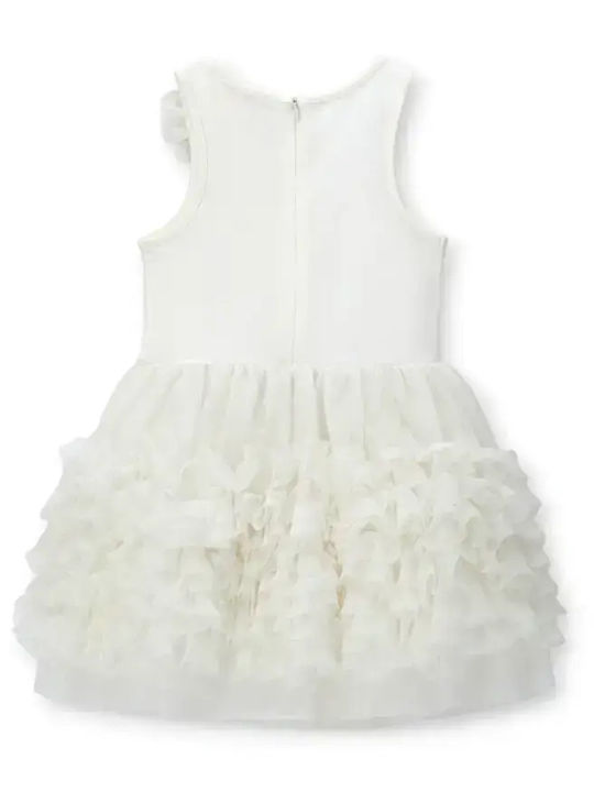 Mädchenkleid Tüll Blumen Off-White