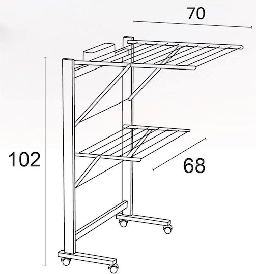 Arredamenti Italia Πτυσσόμενη Απλώστρα Δαπέδου Ξύλινη με Ρόδες με Μήκος Απλώματος 11m