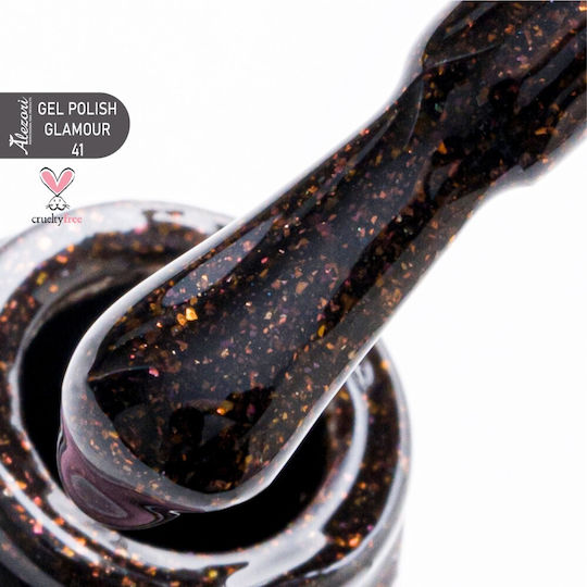 Alezori Halb-permanenter Nagellack Glamour 41 (No 35 Glitter) mit Glitter 15ml 1Stück