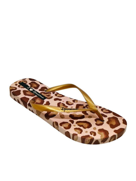 Animal Print Flip Flops in Gold Color