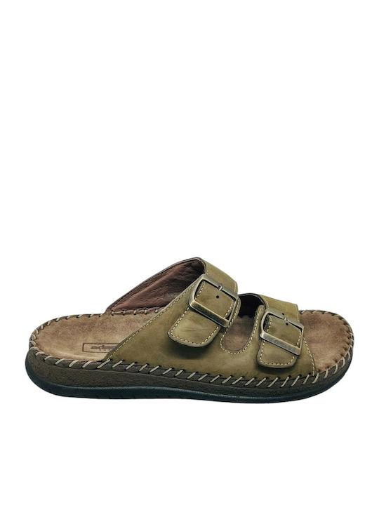 Leather Men's Sandals In Green Colour