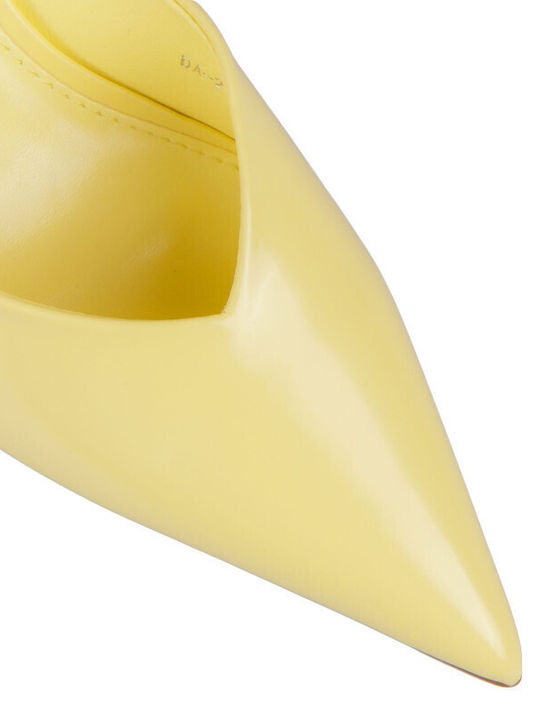 Mules In Patent Leather With High Heel In Blonde Colour