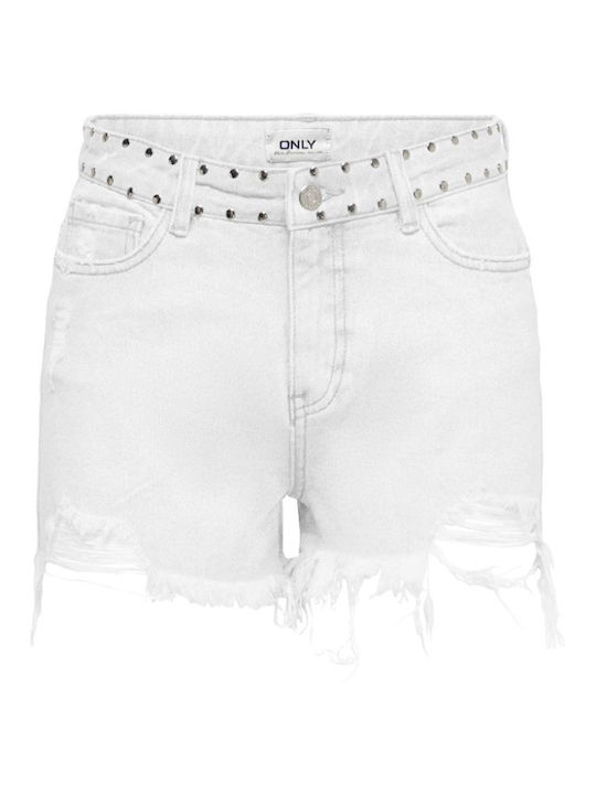 Damen-Shorts - Bermudas Hohe Taille Weiß