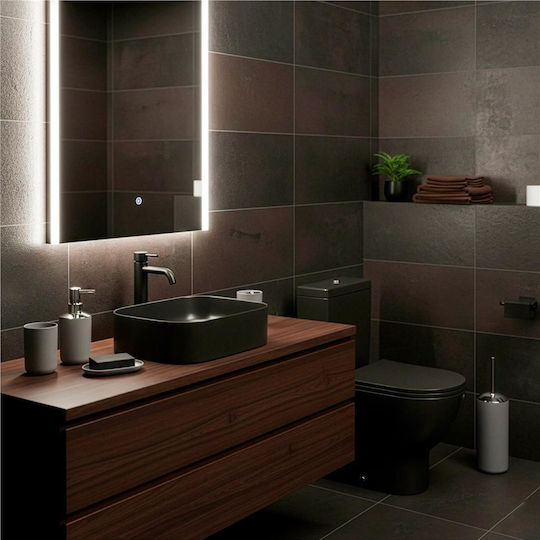 Bathroom Accessory Set Plastic Silver 6 Pieces