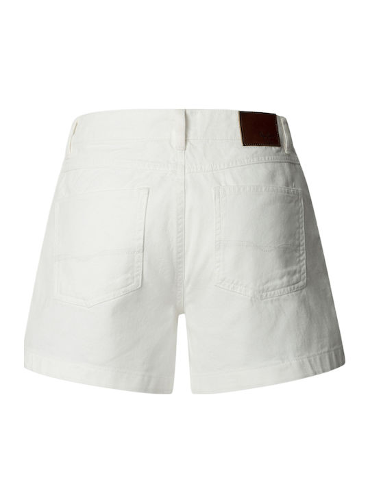 Pepe Jeans Pantaloni Scurți Denim Pentru Femei White Pepe Jeans Pantaloni Scurți Denim Pentru Femei White