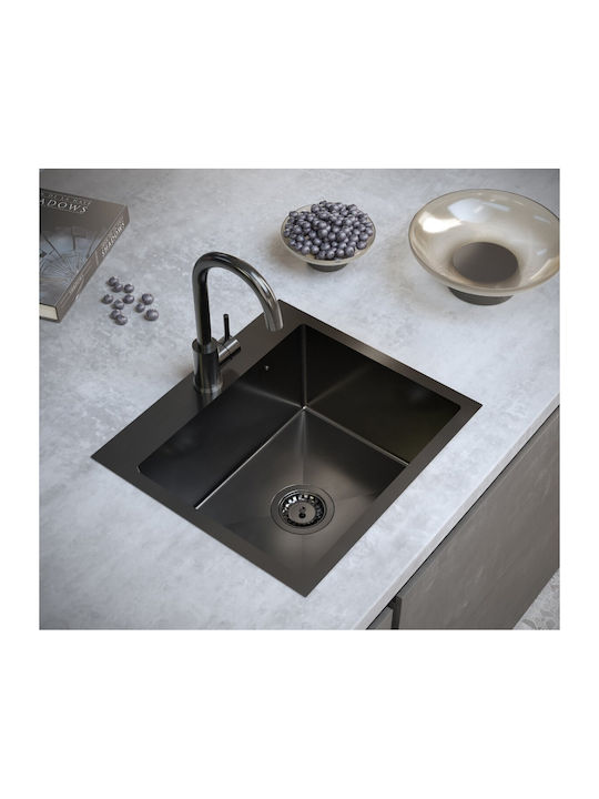MYQ Ентов Кухненски Мивка Inox със Смесител М45xШ50cm Черен