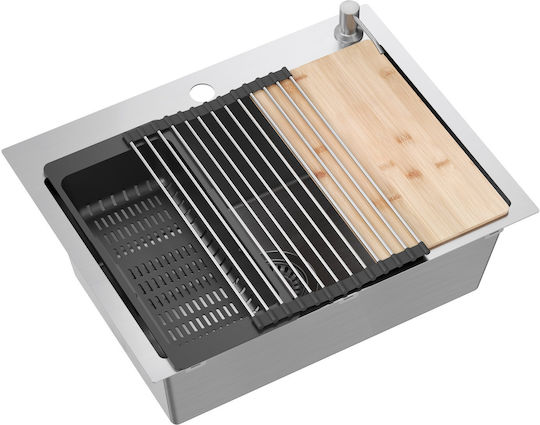MYQ Leo Leo1cbs Chiuvetă Bucătărie Drop-In Inox cu Robinet L58xL45cm Argintie